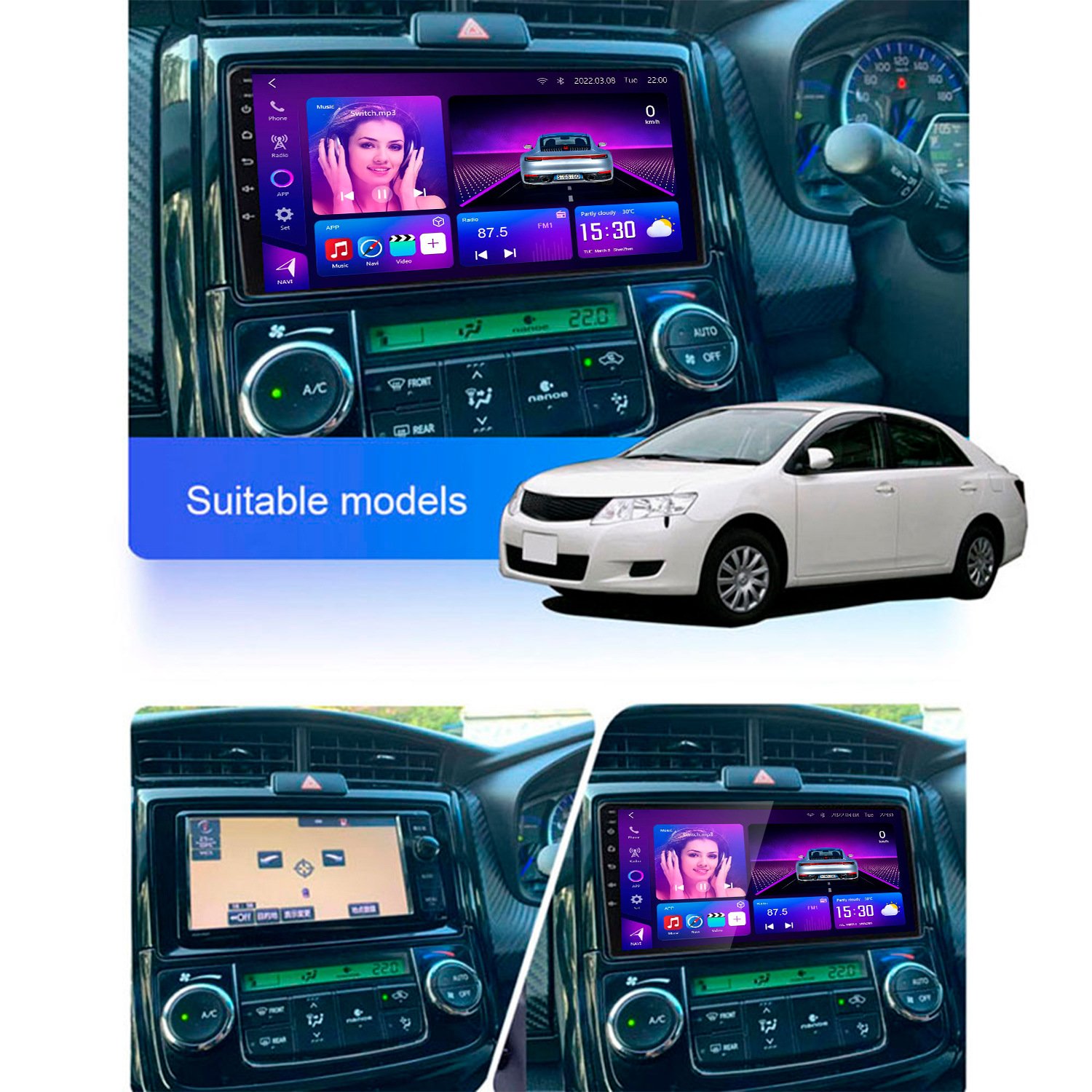 Android Car Radio GPS For Toyota Corolla Axio 2 Fielder 3 E160 2012-2021 9 INCH Stereo Carplay Multimedia GPS navigation
