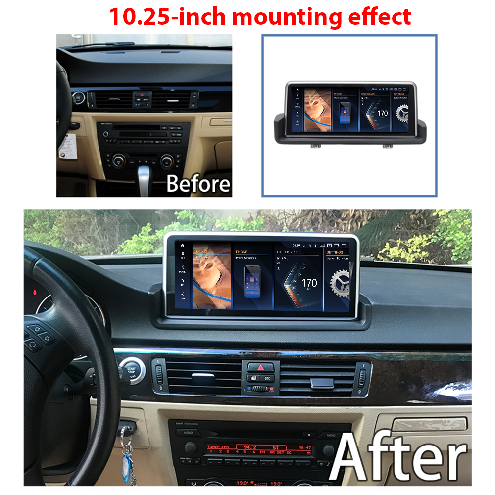 Bosstar 10.25/12.3'' Touch Screen Car Radio For BMW 3 Series E90/E91/E92/E93/M3 2005-2012 Wireless CarPlay Android Auto