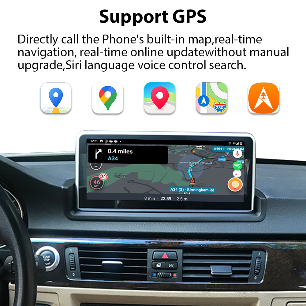 Bosstar 10.25/12.3'' Touch Screen Car Radio For BMW 3 Series E90/E91/E92/E93/M3 2005-2012 Wireless CarPlay Android Auto