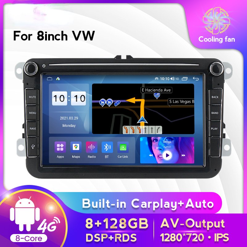 AYT Android 11 8+128G Car video For 8inch VW IPS DSP RDS 4G WIFI Radio GPS Navigation Car DVD player
