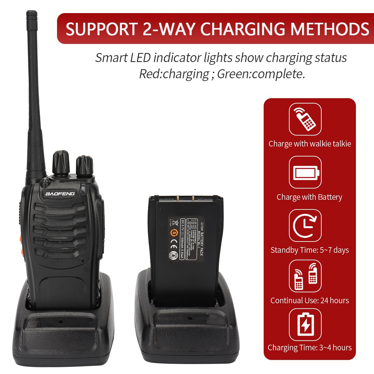 1/2PCS Baofeng BF-888S Walkie Talkie 888S UHF 5W 400-470MHz BF888s BF 888S H777 Remote Two-way Radio suitable for hunting hotels