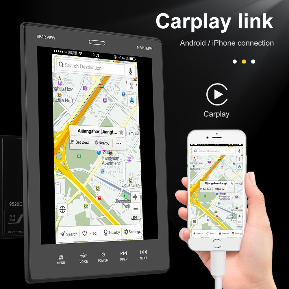 2 Din Autoradio 9.5'' Vertical Screen Carplay Car Radio Stereo Car MP5 Player BT FM RDS Receiver Aux-in