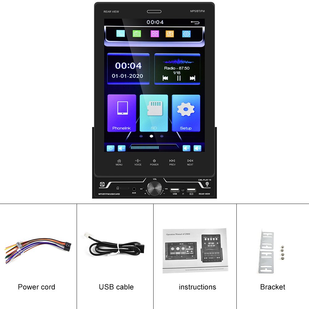 2 Din Autoradio 9.5'' Vertical Screen Carplay Car Radio Stereo Car MP5 Player BT FM RDS Receiver Aux-in