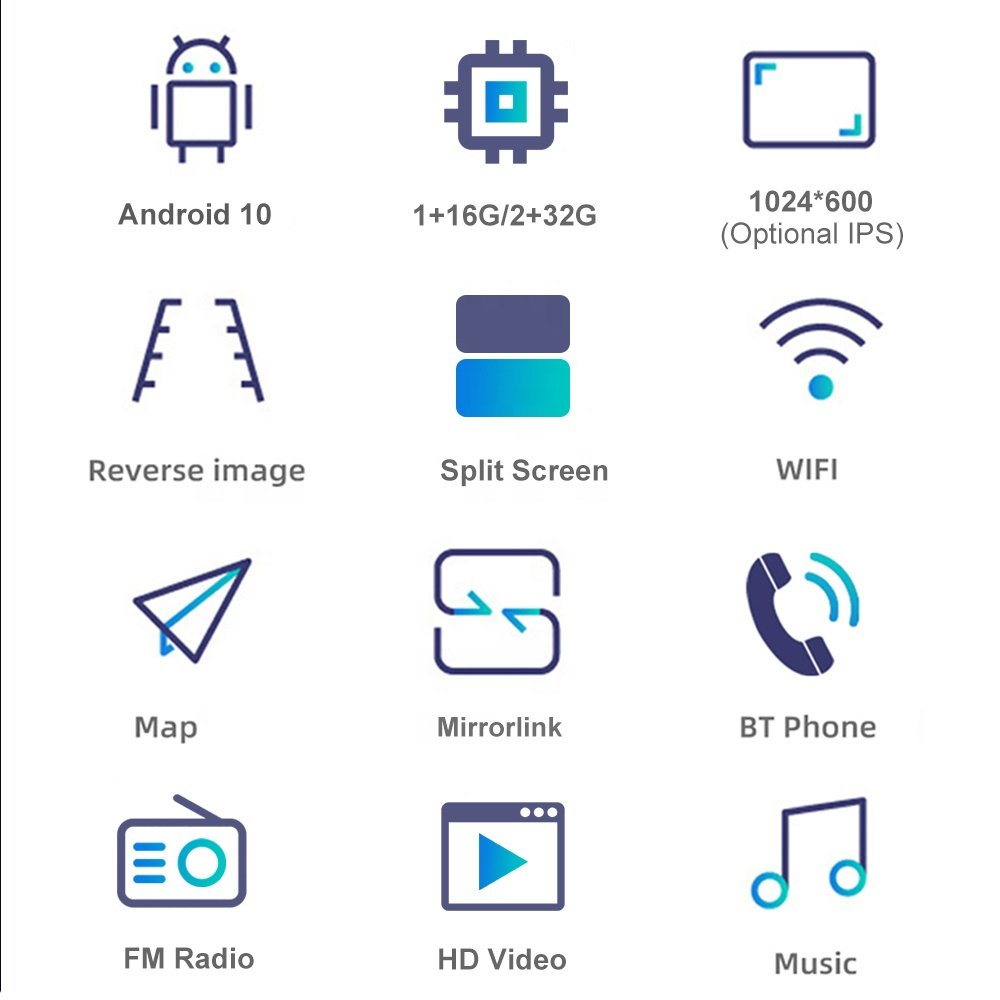 Jmance 7 inch 2.5D Screen Universal Ram 1GB Rom 16GB Mirror Link BT Wifi Android Car Stereo Radio GPS Navigation Accessories