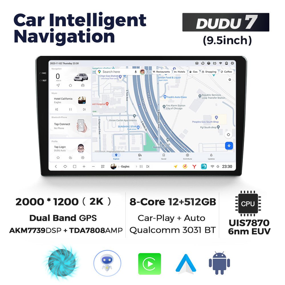 MEKEDE DUDU7 Android 13 Car DVD Radio player TDA7808 IC 8Core 12G RAM 256G ROM 2K Screen 2000x1200
