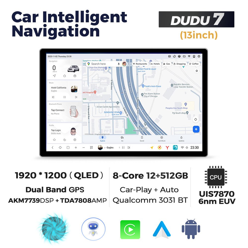 MEKEDE DUDU7 Android 13 Car DVD Radio player TDA7808 IC 8Core 12G RAM 256G ROM 2K Screen 2000x1200