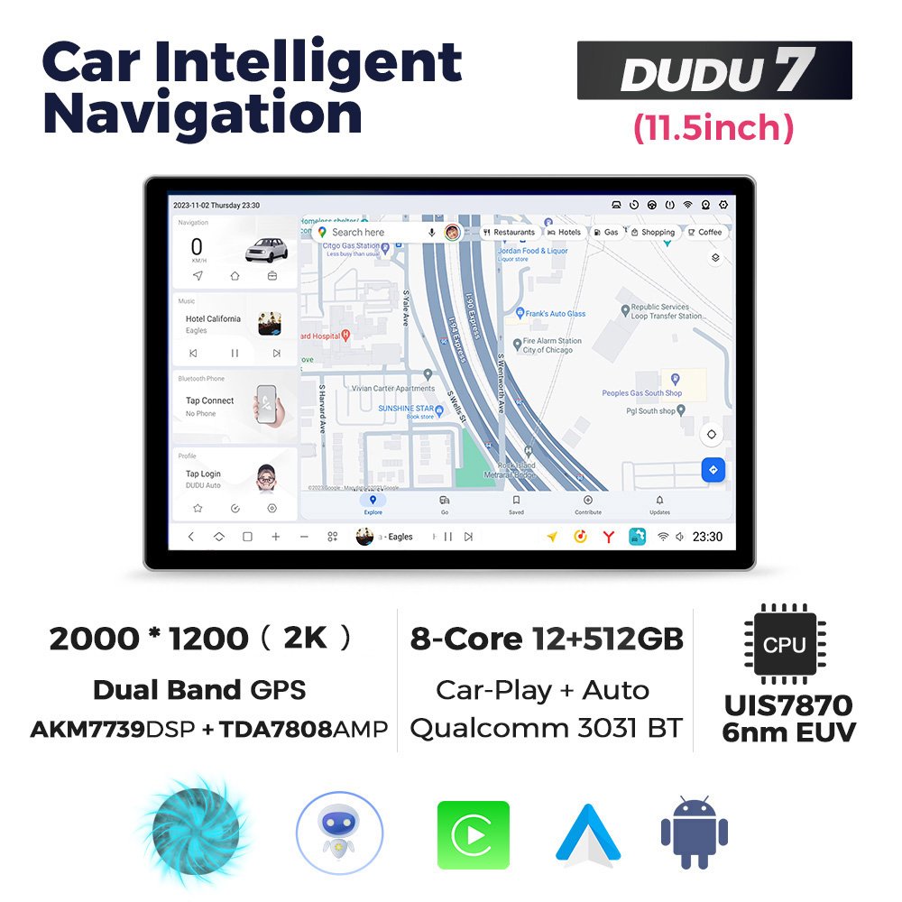 MEKEDE DUDU7 Android 13 Car DVD Radio player TDA7808 IC 8Core 12G RAM 256G ROM 2K Screen 2000x1200