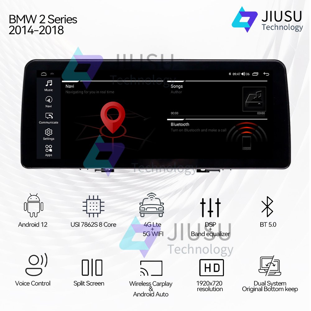 12.3'' Touch Screen Android Car Radio GPS Navigation DVD Player Stereo Multimedia System for BMW F22 F45 F46 2 Series 2014-2018