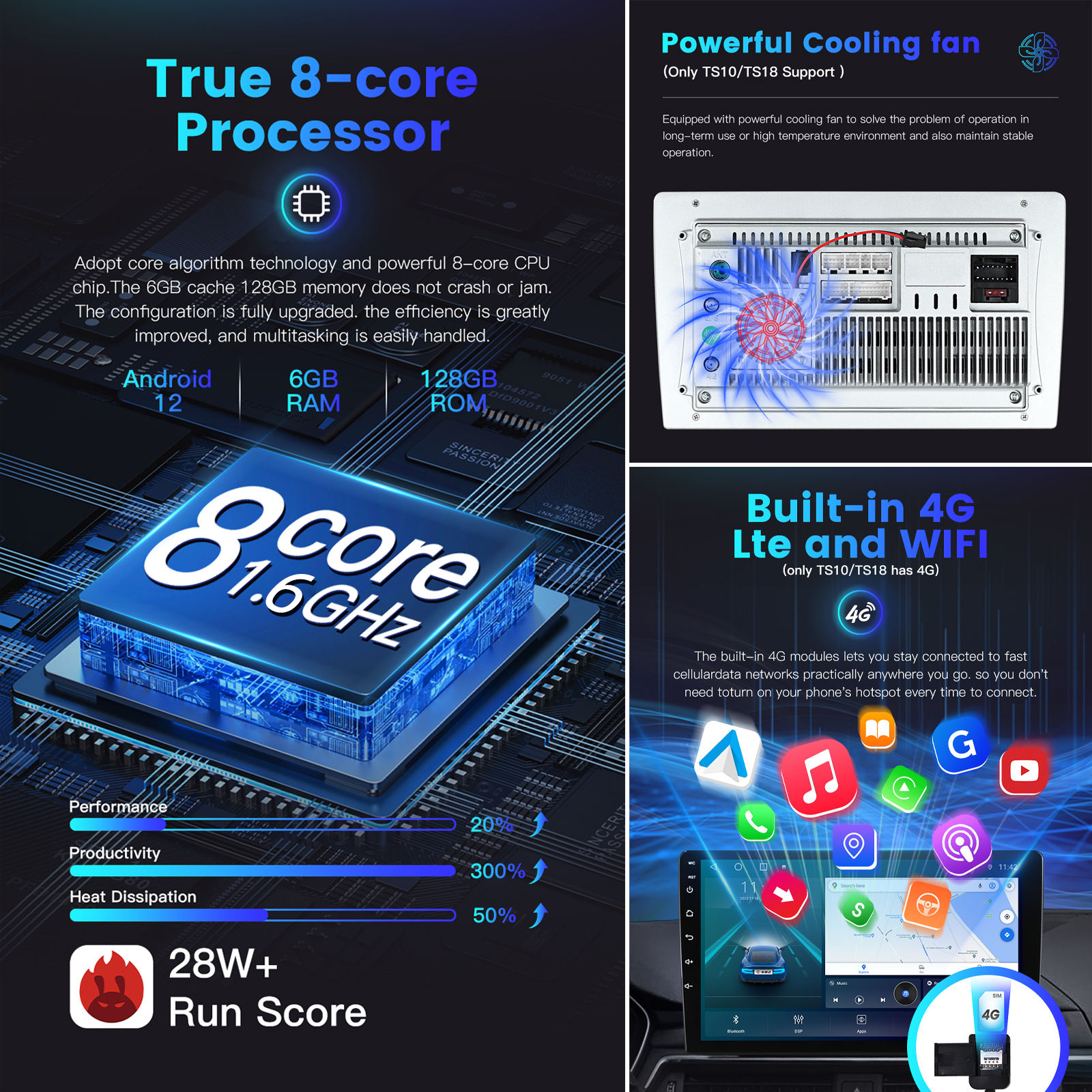 High quality ts18 multimedia 9 inch android radio with 4+64G 8 core carplay navigation system Touch Screen Car Radio