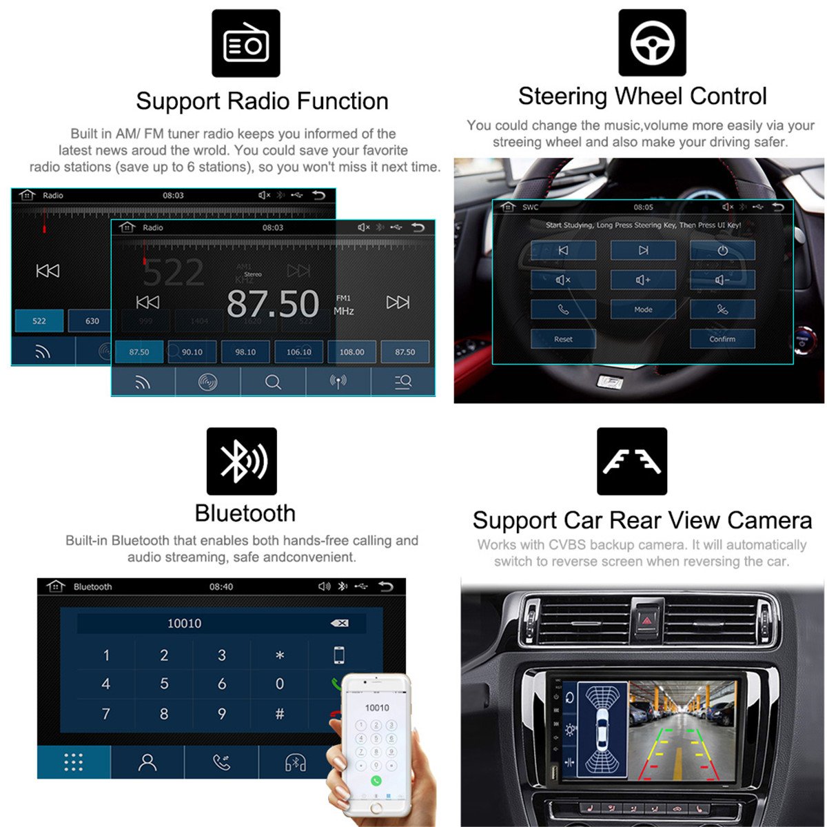 7 Inch Universal Car Audio Video System Full Screen Stereo Head Unit Fm GPS 2 Din Android Car Radio