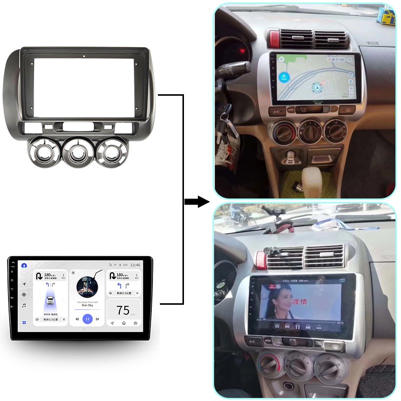 Aijia Best Supplier For 2004-2006 HONDA FIT/JAZZ MANUAL/AC 9INCH Android Multimedia System Panel Car Stereo DVD Player Frame