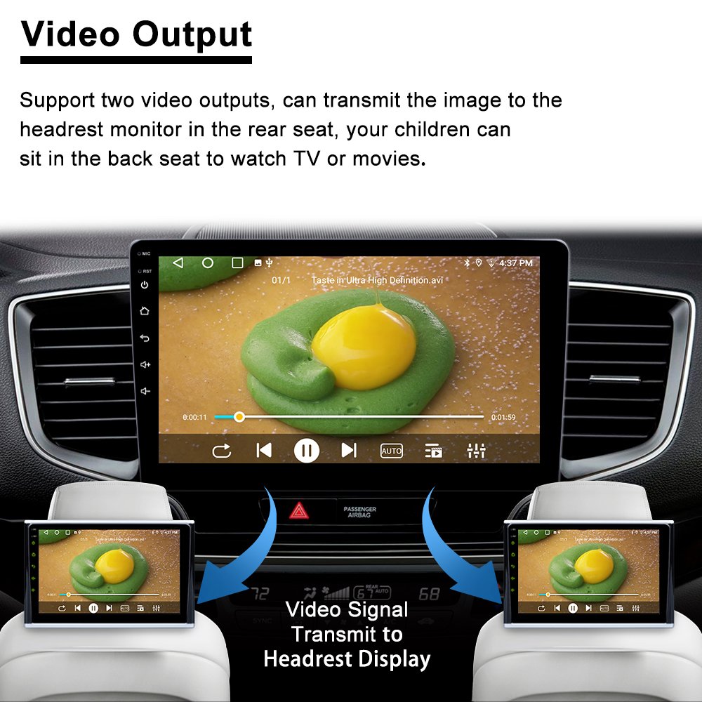 9'' Android Car Stereo GPS Nav, Dual DIN Radio, Touch Screen, FM/USB/RDS, SWC, Reverse Camera, Mirror Link Support