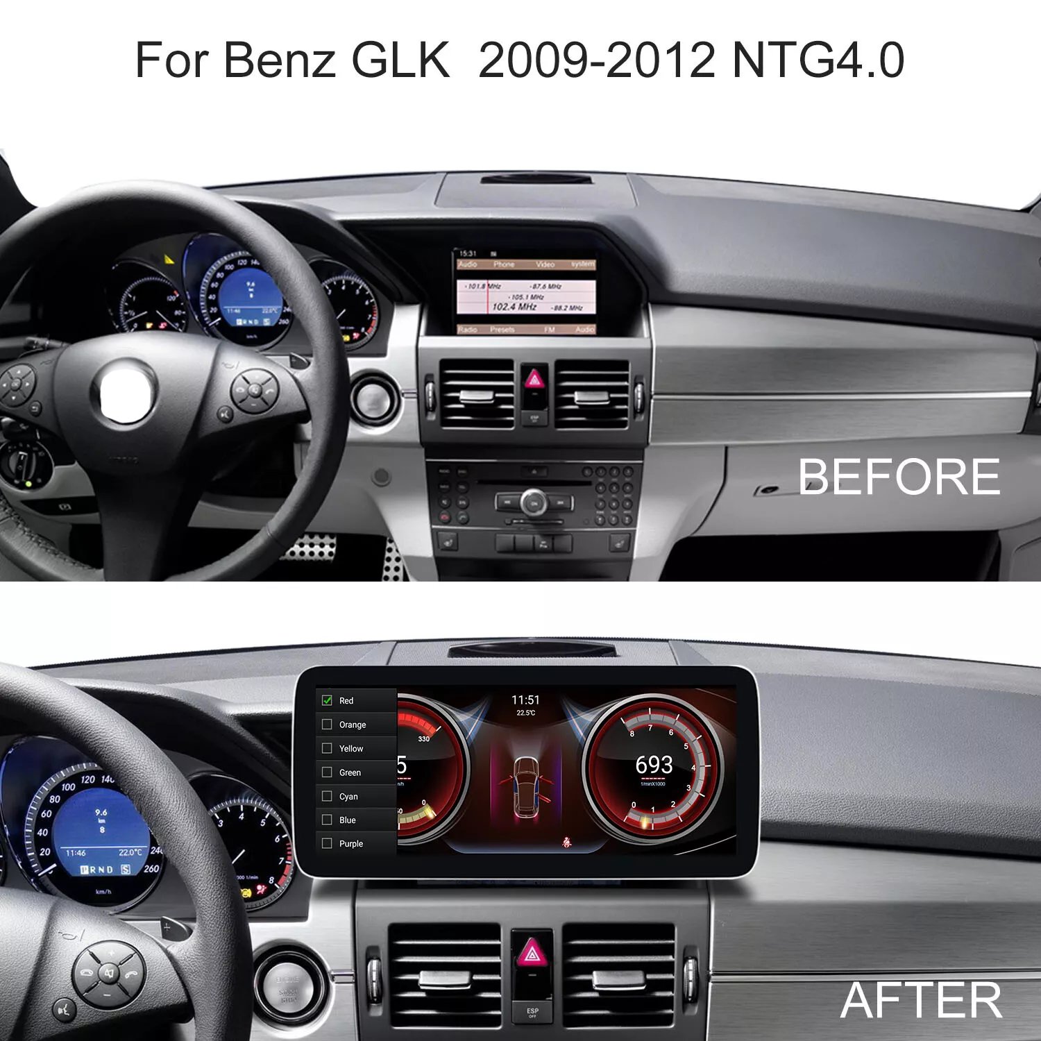 10.25" 4+64g Snapdragon 668s android gps navigation auto radio touch screen for Mercedes Benz GLK X204 2009-2015 NTG4.0/4.5 LHD