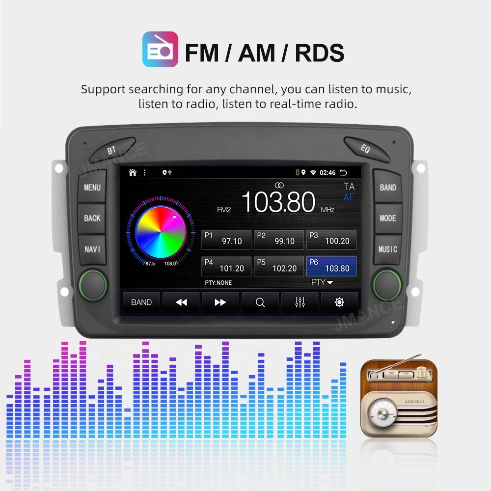 Jmance 8Inch Ips 1280*720 Screen Custom Audio Car Android Dashboard For Mercedes Benz Clk-W209 1998-2004 Frame Dvd Player