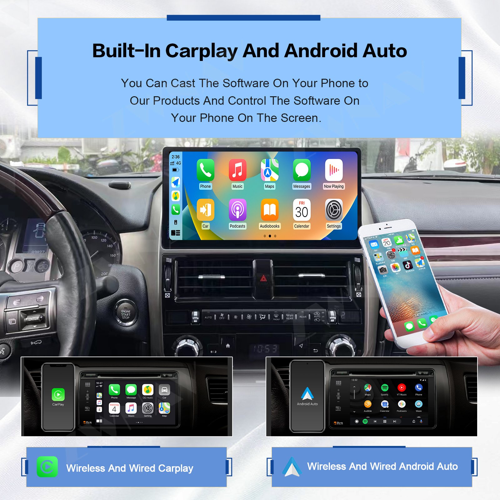 ZWNAV 12.3 inch Car Radio Android 13 For Lexus GX400 GX460 2009 - 2022 CarPlay Multimedia Video Player GPS WIFI Stereo Head Unit