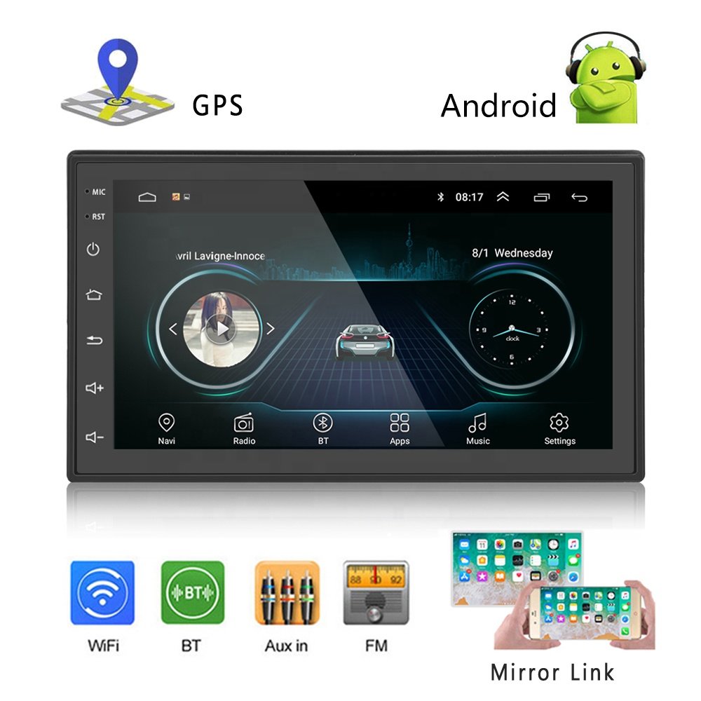 Podofo Android Car Radio Video 7 Inch 2 Din Car Stereo Autoradio GPS WIFI BT FM Receiver RDS + 4 LED Camera
