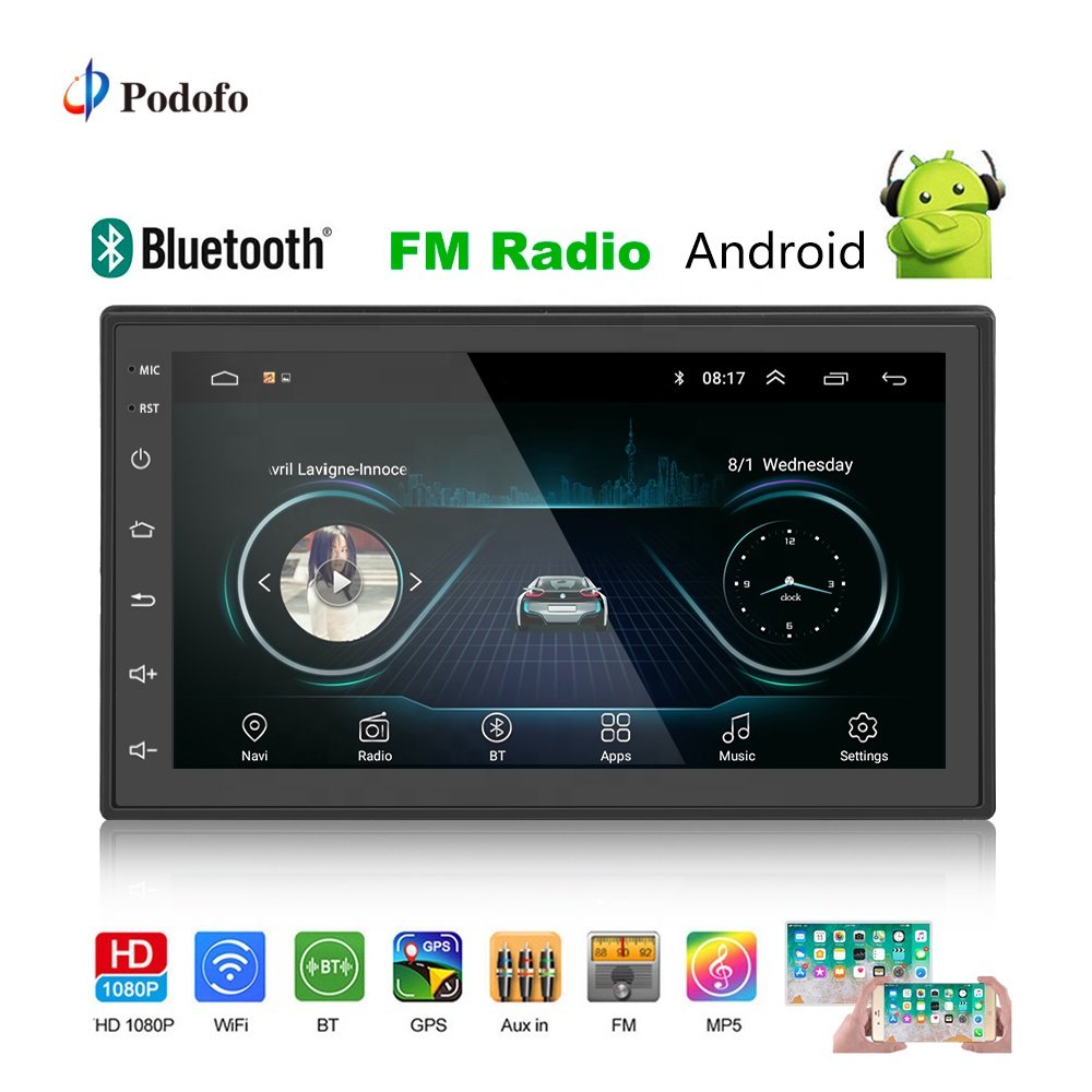 Podofo Android Car Radio Video 7 Inch 2 Din Car Stereo Autoradio GPS WIFI BT FM Receiver RDS + 4 LED Camera