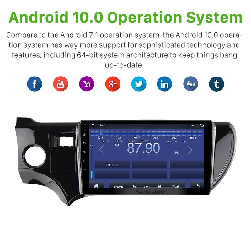 9 inch Android 11.0 Car Stereo Radio GPS Navigation USB Mirror Link WIFI DVR OBD2 Backup Camera for 2012-2014 TOYOTA PRIUS C