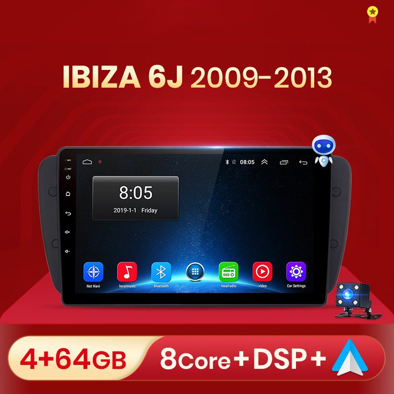 9 inch screen AI Voice 2 din Android Auto Radio for Seat Ibiza 6j 2009 - 2013 2010 Carplay 4G Car Multimedia GPS 2din autoradio