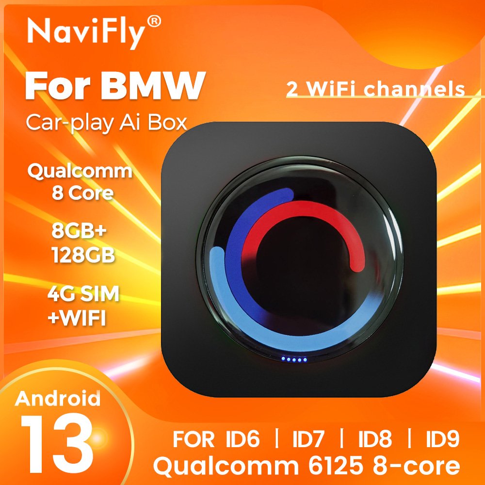 NaviFly Android 13 8+128GB 4G GPS android auto For BMW AI box 2 in 1 Box Support NF YTB wifi