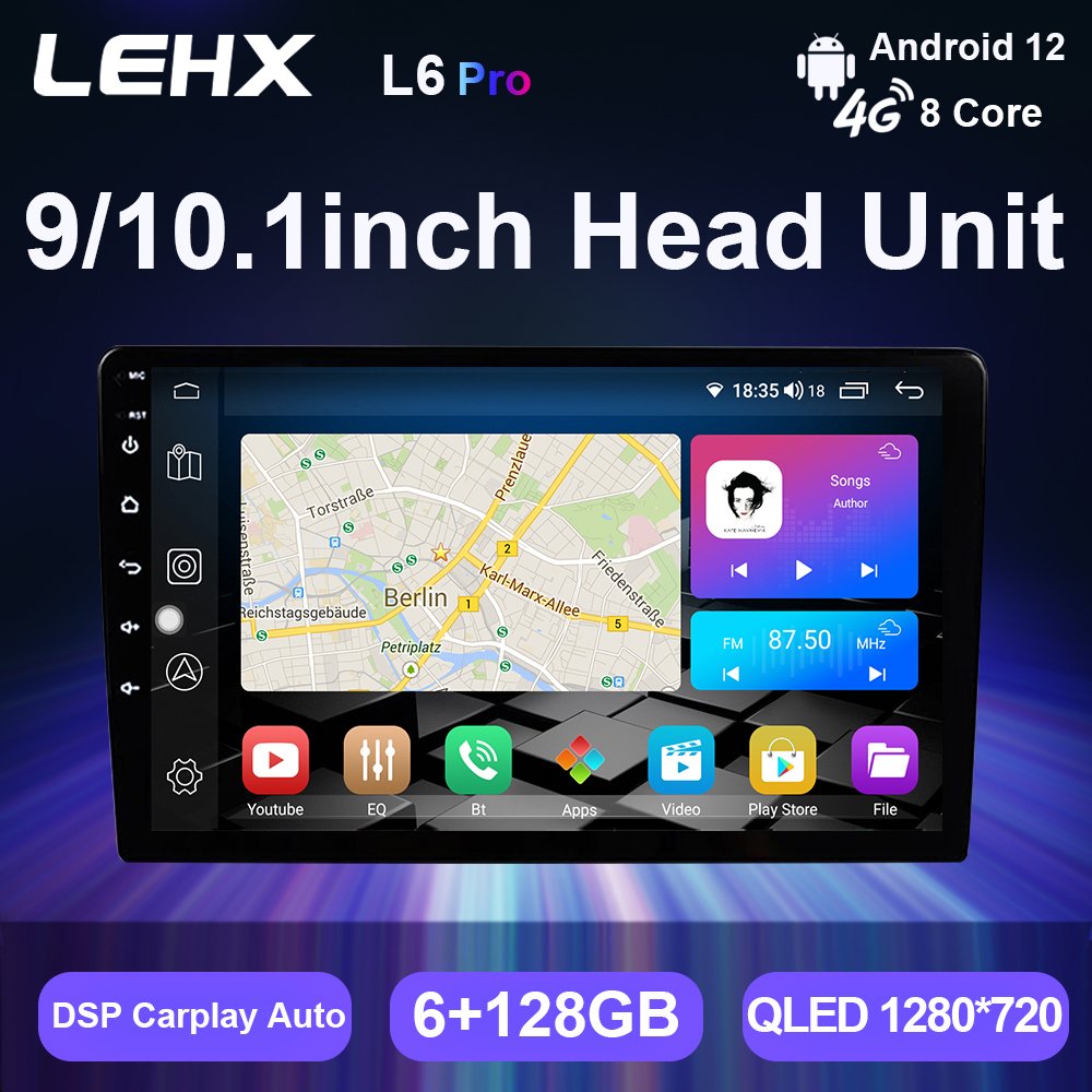 LEHX 8Core 9/10inch QLED 2 Din Android 12 Auto Car Radio multimedia Video Player For Head Unit Carplay Stereo autoraido gps DVD
