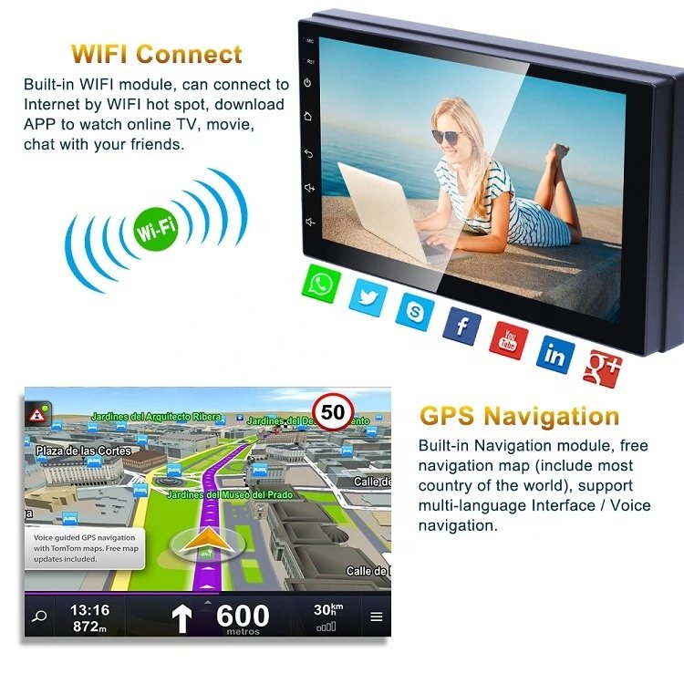 Universal car screen Android WiFi TS7 Car Stereo with Carplay BT MP5 Video Radio Car DVD Player