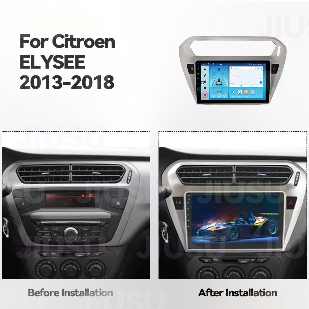 Android 12 Car Radio DVD Player Stereo Multimedia Audio System for Citroen C-Elysee Peugeot 301 PG 301 Silver 2014-2018