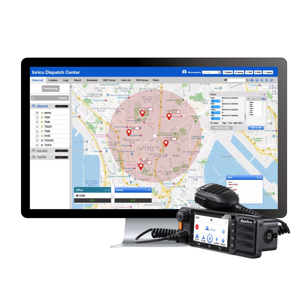 Inrico TM-9 4G POC Vehicle Mouted radio global server mobile radio With Touch Screen support GPS