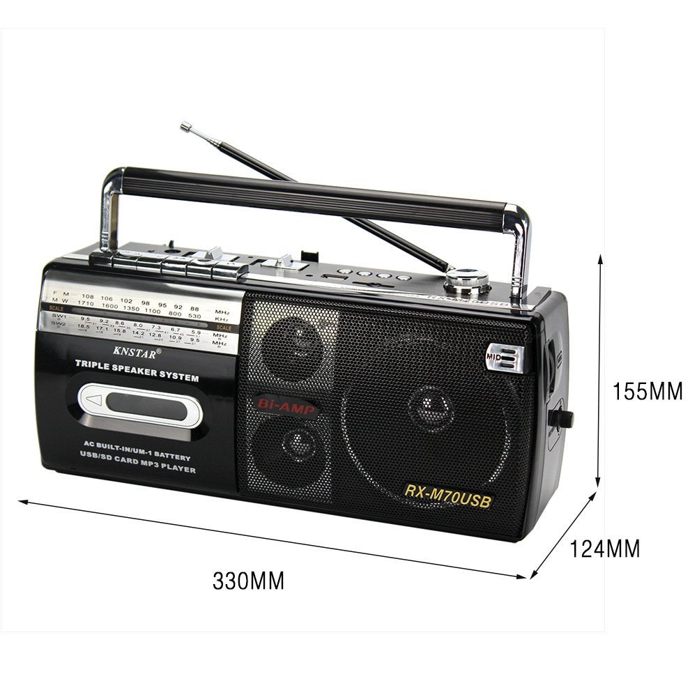 Vintage Portable Player Cassette Tape And FM Radio Speaker BT Recorder Antique Portable Radio Tape Player