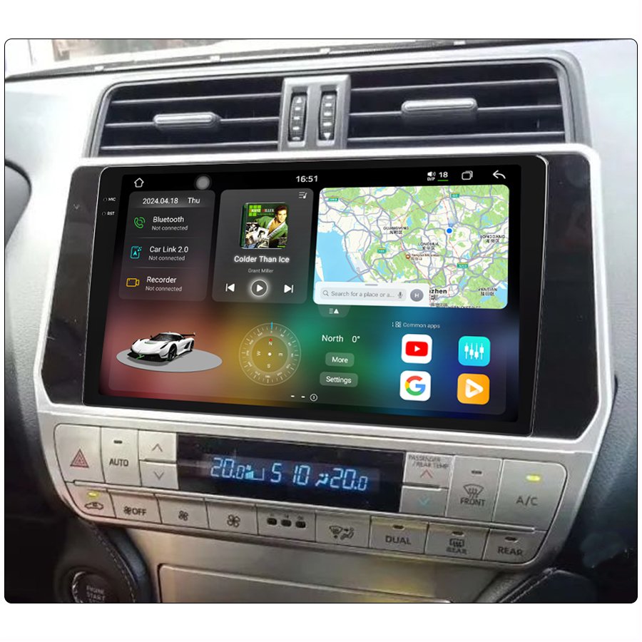 2000*1000 2K QLED Android 13 Car Stereo DVD Player For Toyota Land Cruiser Prado 2018 - 2024 10.36 Inch Car Radio