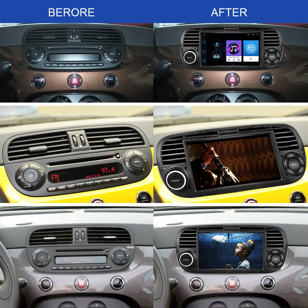 Android Car Stereo 7'' Carplay Android car radio For Fiat 500 2007- 2015 4G WIFI GPS BT AM/FM/RDS DSP head unit