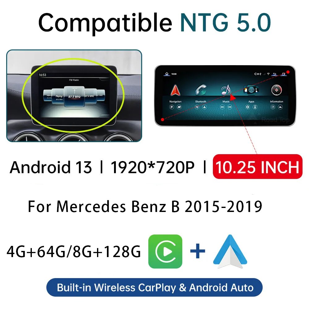 Factory direct price 12.3inch android car stereo carplay radio For Mercedes Benz B Class W245 W246 NTG5.0 2015-2019