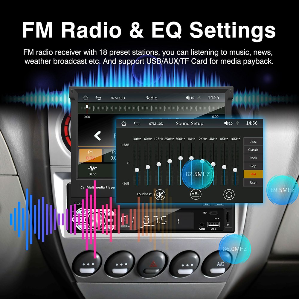 7 inch car stereo touch screen Retractable screen car radio auto car mp5 dvd player