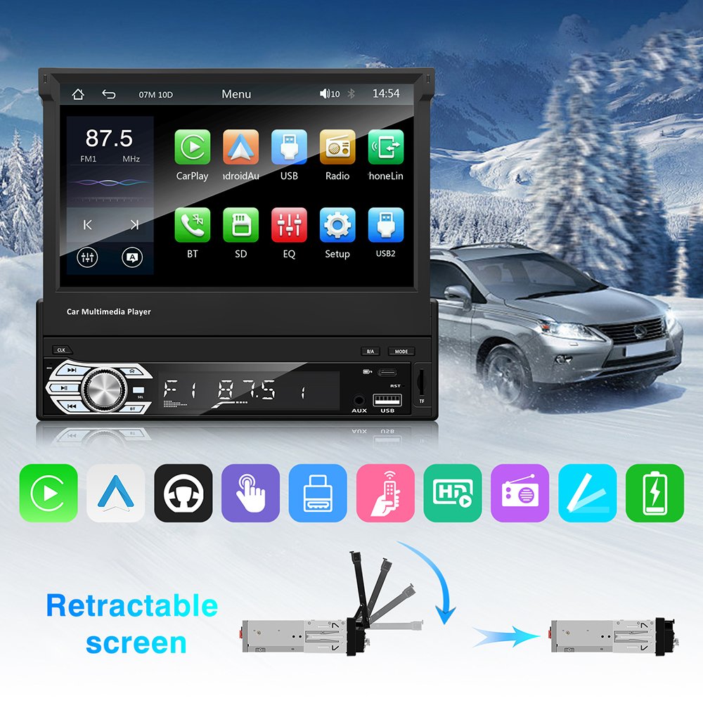 7 inch car stereo touch screen Retractable screen car radio auto car mp5 dvd player