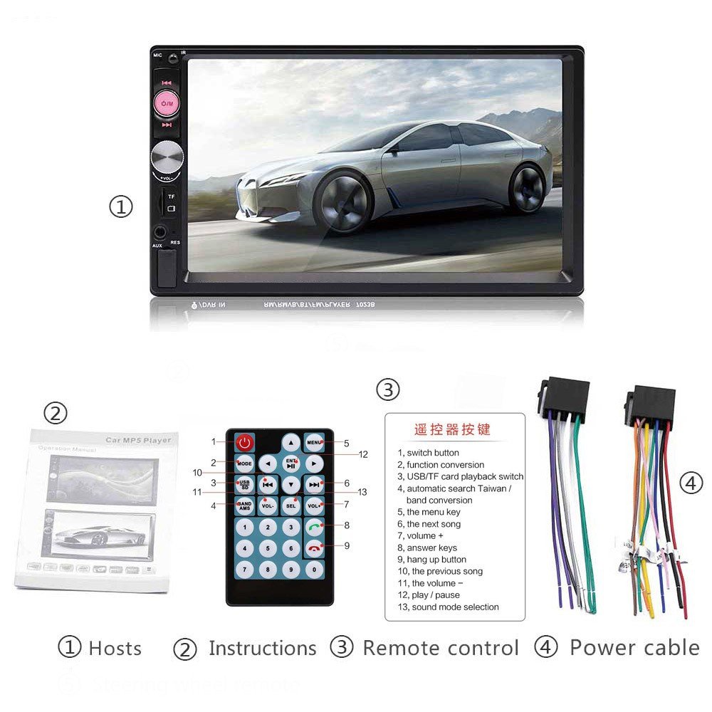 YOSOVLAMP 7-inch large screen car MP5 player USB card insertion car radio MP3 Bluetooth hands-free reversing