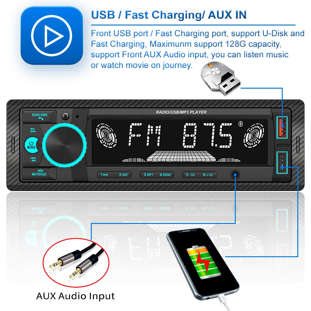 Hot Selling Car MP3 Player Double USB FM Stereo Radio Single Din Fixed Panel Car Player