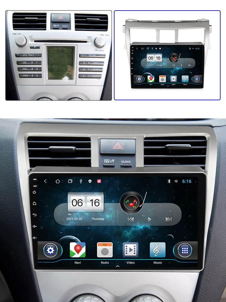 Big Screen 9'' Android Car Stereo for Toyota VIOS Yaris 2007-2012 DVD Radio Audio Player monitor GPS Navigation System Carplay