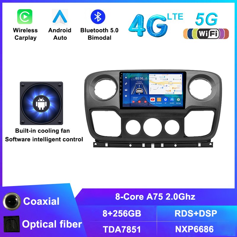 2 Din Android Car Radio System For Renault Master Nissan NV400 Opel Movano 2010-2021 Stereo Multimedia GPS Navigation Car player