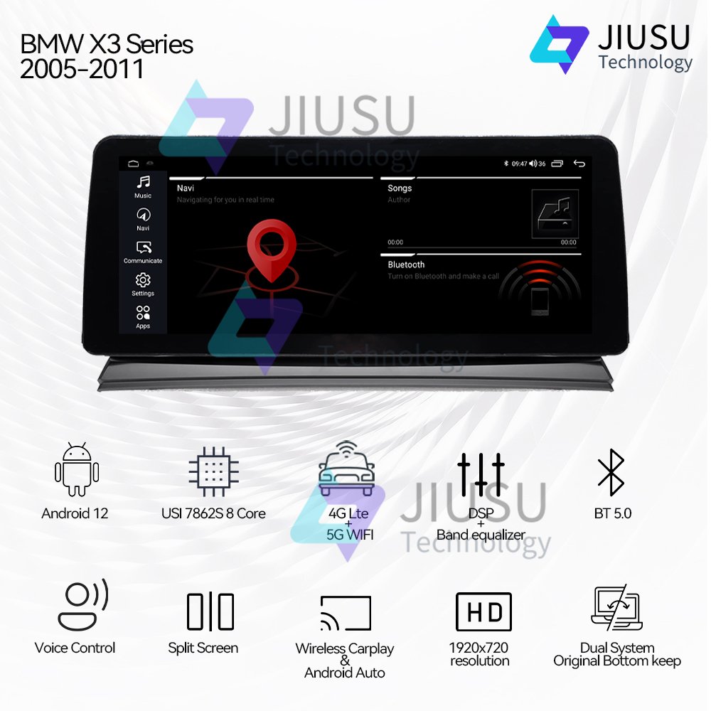 12.3'' Touch Screen Android Car Radio GPS Navigation DVD Player Stereo Multimedia System for BMW X3 E83 2005-2011