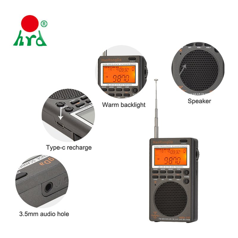 HRD 747 Portable All Band AM FM SW AIR Mini Digital Stereo Radio