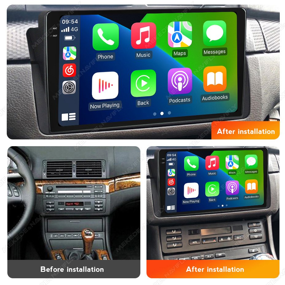 MEKEDE MS Android gps navigation touch screen car-play auto car radio 8+256G WiFi 4G LTE for BMW E46 1998-2006