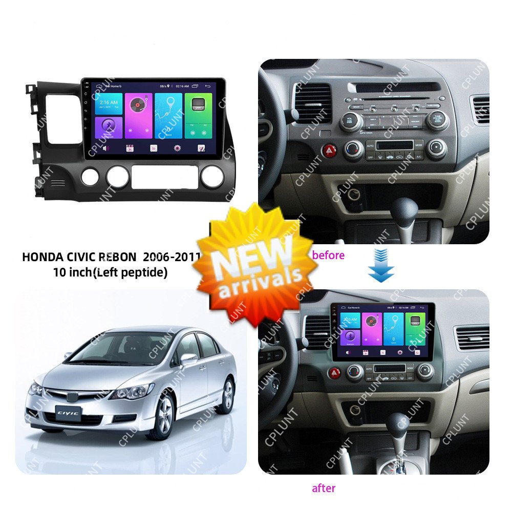 Car DVD Player Frame For HONDA CIVIC REBON 2006-2011 LHD 10inch Android radio Farme stereo