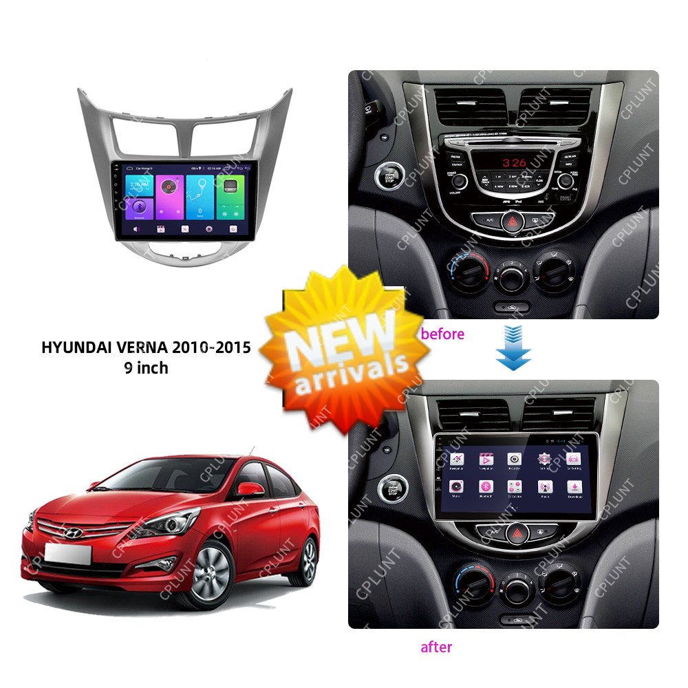 Car DVD Player Frame For HYUNDAI VERNA ACCENT 2010-2015 9INCH Touch screen Android radio Farme stereo