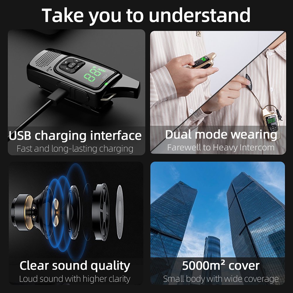KSUN V6 Two Way Radio Hidden Display UHF Wireless Handheld Portable PTT Super Mini Ultra Small Walkie Talkie