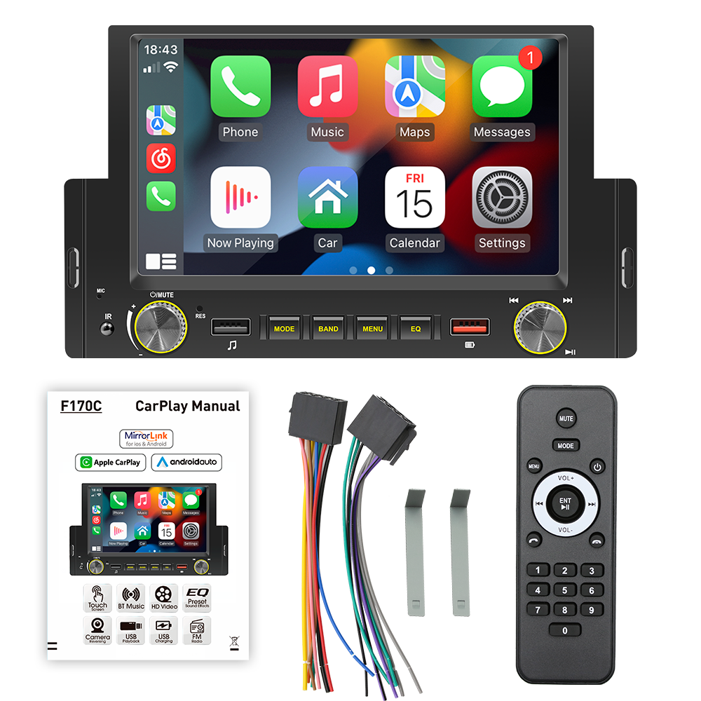 Bestree 2023 new launched auto electronics 6.2inch single 1 din car radio carplay with android auto mirror link carplay car mp5