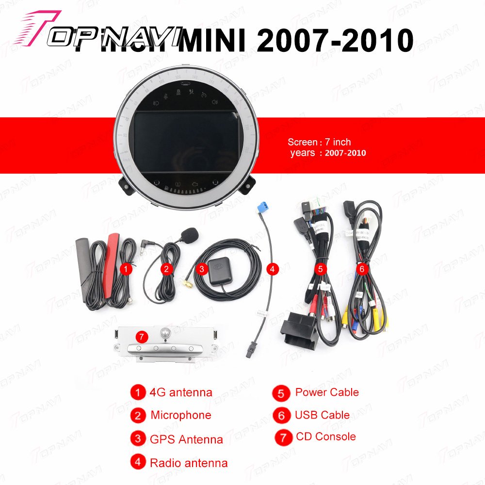 7 inch For MINI Cooper R56 2007 2008 2009 2010 Navigation GPS Car Stereo Touch Screen Car Multimedia System