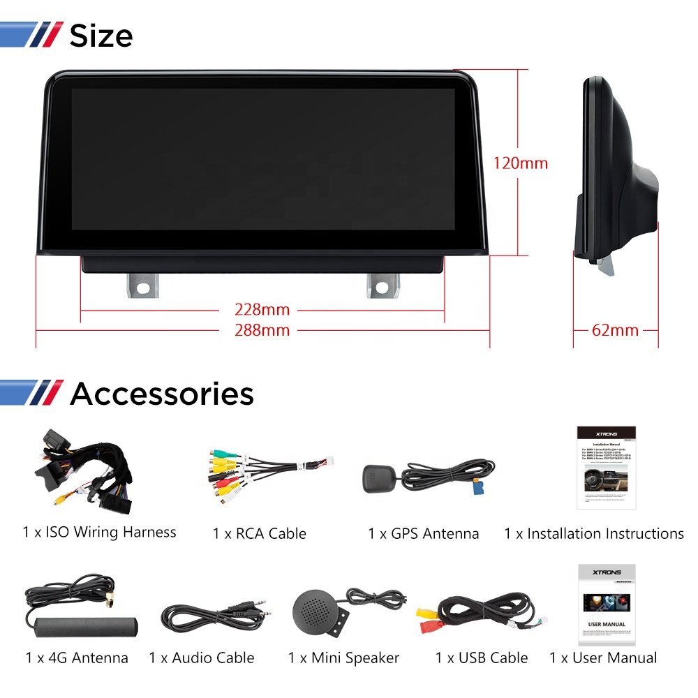 XTRONS Car Audio For BMW 3/4 Series F30 F31 F32 F33 F34 F36 F80 F82 F83 NBT Carplay Android Auto 4G LTE Car Multimedia Player