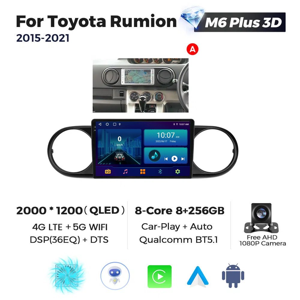 Multimedia Player AUTO CarPlay BT Navigation DVD player for Toyota Tacoma Rumion 2015-2021 Car Radio Android Player