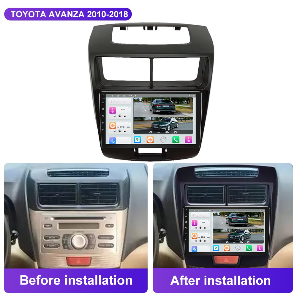 Jmance Car Radio Audio Frame Car Interior Accessories GPS Navigation Frame for Toyota Avanza 2010-2018 9 Inch Black Car Stereo