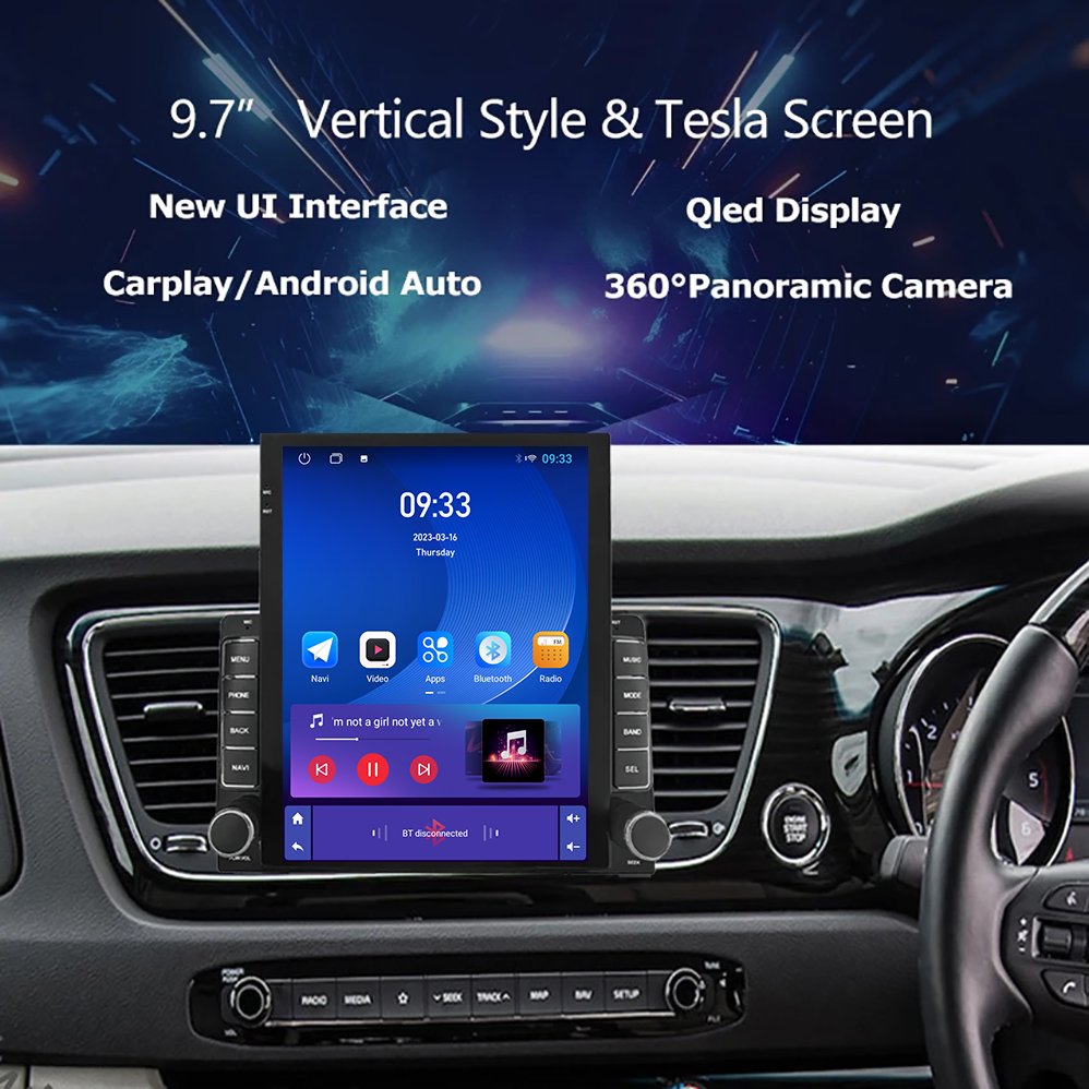 9.7'' Inch Android dvd Car Radio for Kia Carnival YP Sedona 3T 2014-2020 Tesla Vertical Screen Multimedia Stereo with Carplay